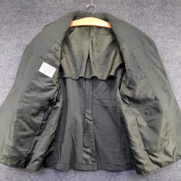U.S. Army Men's Serge Green Dress Coat Size 42R Poly Wool Blend Military Uniform - Picture 2 of 13